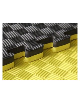 พื้น EVA แบบจิ๊กซอว์ ความหนาแน่นสูง (High Density) หนา 25 มม. ขนาด 100x100 ซม. ลาย Five Stripe สีดำ-เหลือง