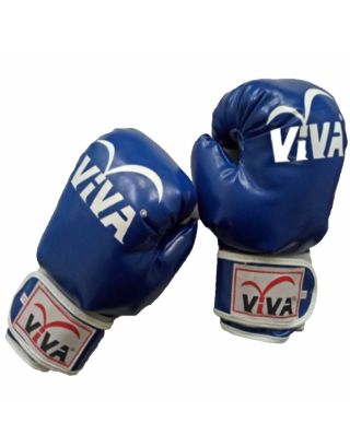 VIVA นวมมวย ฟองน้ำ ทำจากหนัง PVC มีความคงทนสูง-Blue-6 Oz