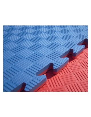 พื้น EVA แบบจิ๊กซอว์ ความหนาแน่นสูง (High Density) หนา 25 มม. ขนาด 100x100 ซม. ลาย Five Stripe สีแดง-น้ำเงิน