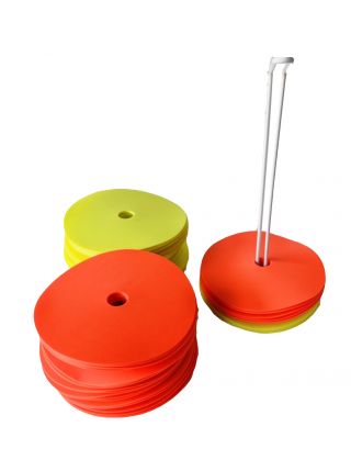 VIVA มาร์คเกอร์ ยางแผ่นเรียบ เส้นผ่านศูนย์กลาง 6 นิ้ว 1 ชุด 50 อันพร้อมขาตั้ง