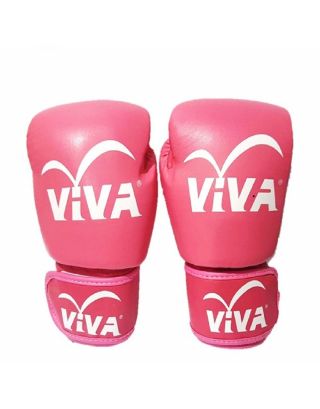 นวมมวย VIVA หนัง PU อย่างดี VELCRO รุ่น Classic สีชมพู 6 ออนซ์