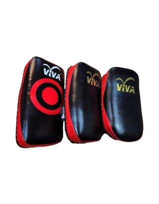 VIVA เป้าล่อ มวยไทยยาว หนัง PU หน้าโค้ง สีดำแดง (คู่) - ไซส์ S