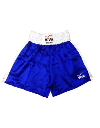 กางเกงมวย มวยสากลแข่งขัน (ผ้าซาติน) สีน้ำเงิน-Blue-S