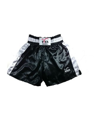 กางเกงมวย มวยสากลแข่งขัน (ผ้าซาติน) สีดำ-Black-S